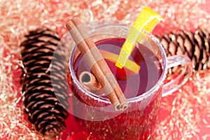 Red tea with cinnamon sticks