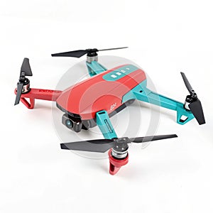 Red and teal drone