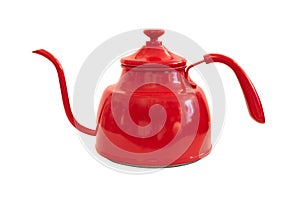 Red teapot isolated on white background