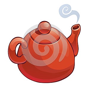 Red teapot isolated on white