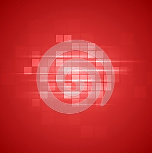 Red technical squares background