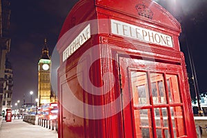 Red Telephone Booth and Big Ben in London