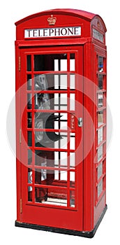 Red Telephone Booth Isolated