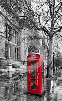 Red telephone booth in London