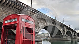 A Red Telephone Booth by the London Bridge, Lake Havasu, Arizona, USA