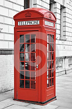 Red telephone booth in London, England