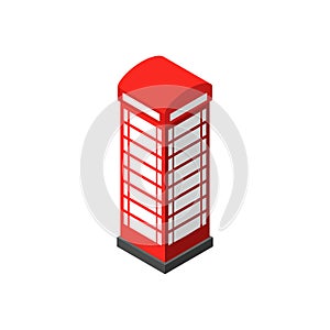 Red telephone booth London landmark. Vector illustration