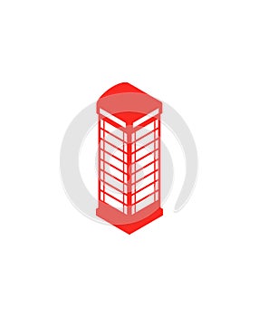 Red telephone booth London landmark. Vector illustration