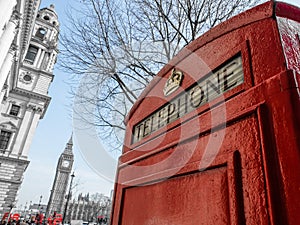 Red Telephone Booth in Parliament Square photo
