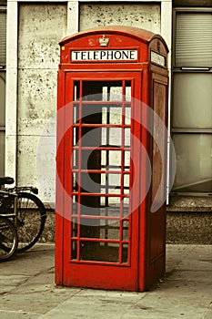 Red telephone booth symbol of London