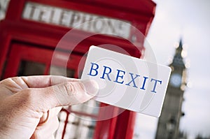 Red telephone booth and text Brexit