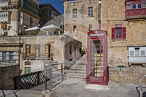 Red telephone booth in Valletta Malta