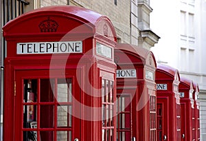 Red telephone booths photo