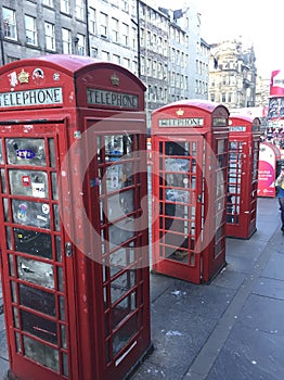 Red telephone booths in Edinburgh