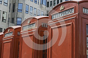 Red telephone booths, London