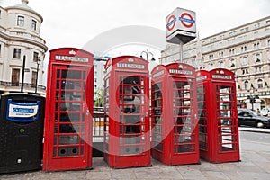 Red Telephone Booths in London England