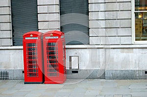 Red Telephone Booths on streets of London