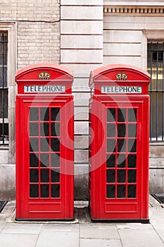 Red telephone booths photo