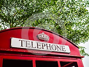 Red telephone box close-up