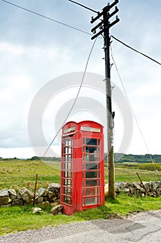Red telephone box pole Scotland photo