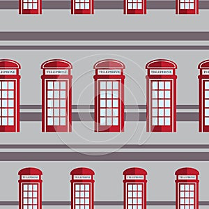 Red telephone box seamless pattern