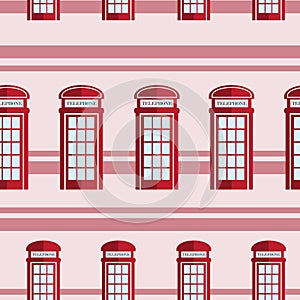 Red telephone box seamless pattern