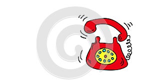 red telephone earphone rising suggesting someone is calling