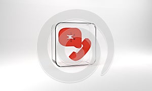 Red Telephone with emergency call 911 icon isolated on grey background. Police, ambulance, fire department, call, phone
