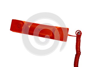 Red telephone receiver.