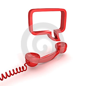Red telephone receiver and speech bubble