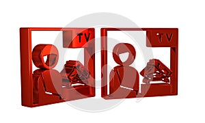Red Television advertising weapon icon isolated on transparent background. Police or military handgun. Small firearm.