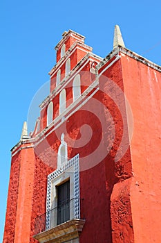 Red temple of san juan de Dios in merida yucatan, mexico I