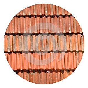 Red terracotta tiles of a building, repetitive roof texture architectural background