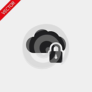 Cloud lock vector icon , lorem ipsum Flat design
