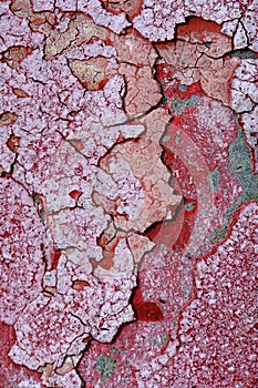 Red Textured Pealing Paint Cracked and Weathered Painted Surface