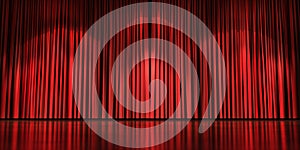 Red theater curtain backdrop with dramatic lighting