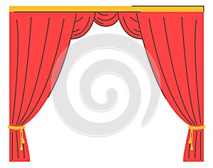 Red theater curtains vector isolated