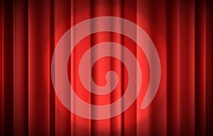 Red theater silk curtain abstract background.