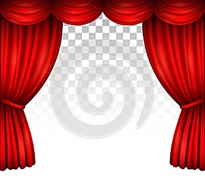 Red theater stage curtain with drapery