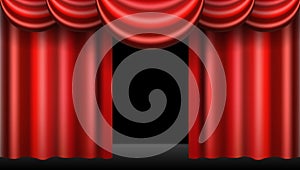 Red theatre curtain realistic isolated