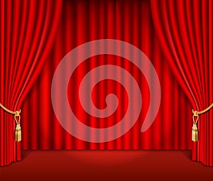Red theatrical curtain background vector illustration