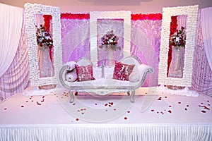 Red themed wedding stage