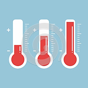 Red thermometers with different levels
