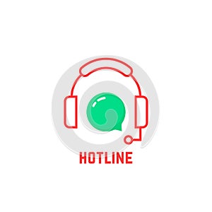 Red thin line hotline icon