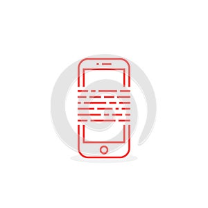 Red thin line phone like ebook or messaging