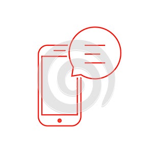 Red thin line smart phone like messaging
