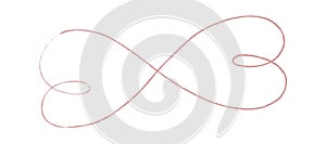 Red thin lines two hearts love infinity symbol on white background - Vector