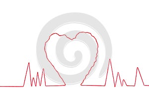 Red thread in heart sign shape