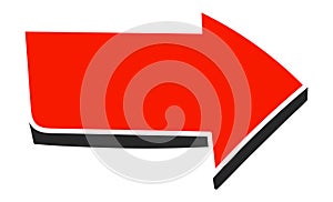A red three dimensional arrow pointing right