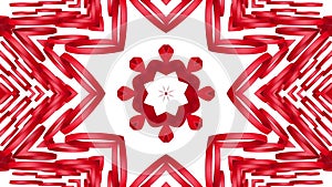 Red three-dimensional kaleidoscope patterns. animated abstract. 3d render